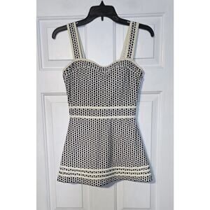 Shore Shapes Swim Dress sz 8 Black Beige One Piece Tummy Control Skirted Retro